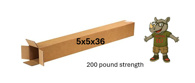 5″ x 5″ x 36″ CARDBOARD BOX – 200 lb – SINGLE BOX – TALL