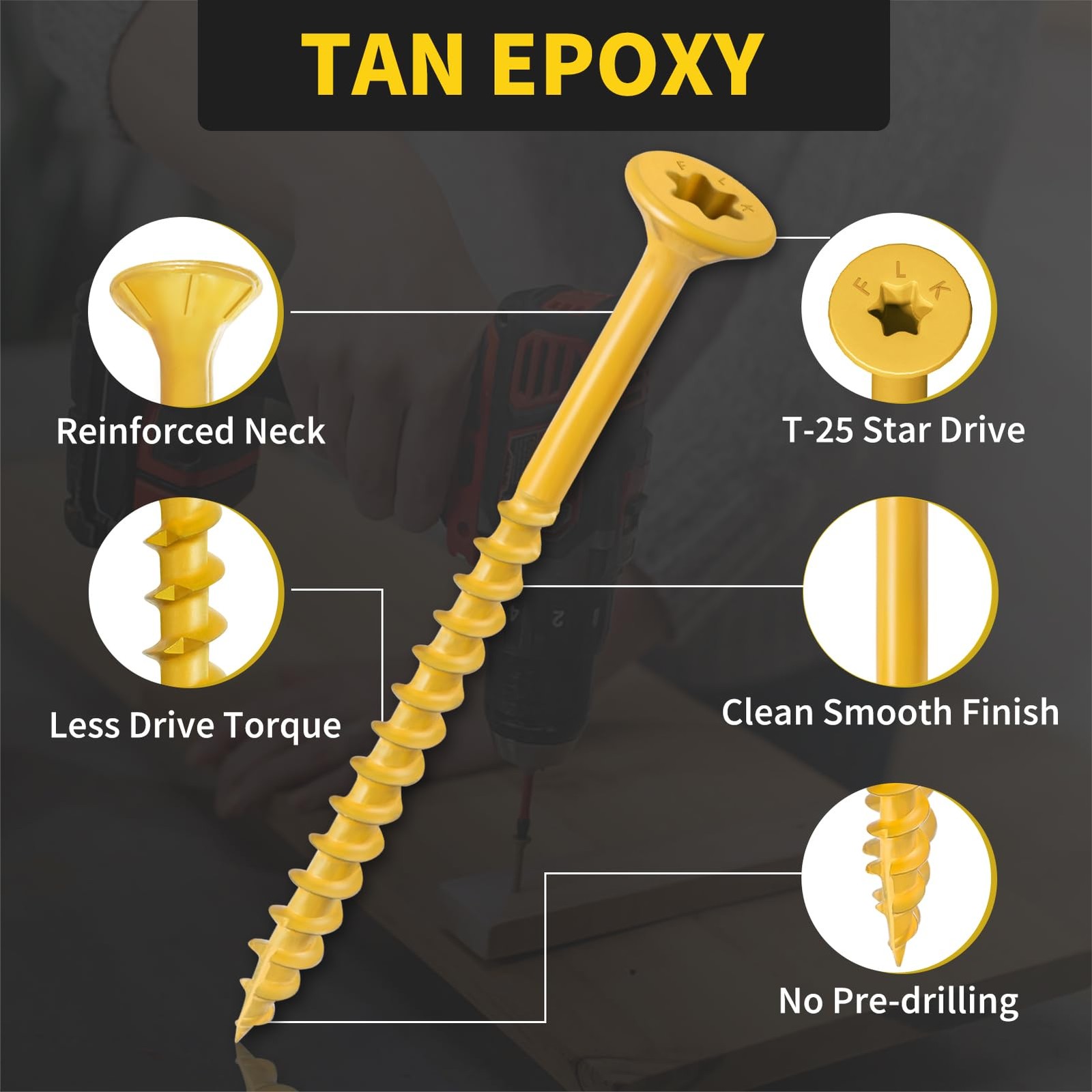 3 Inch Deck Wood Screws #10 x 3 Epoxy Coated Rust Resistant 105 PCS