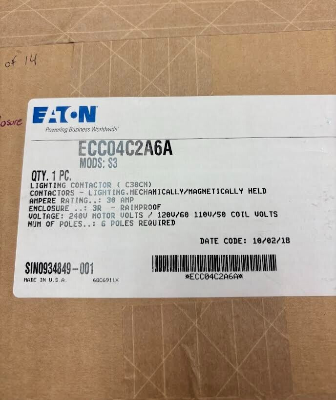 EATON ECC04C2A6A LIGHTING CONTACTOR