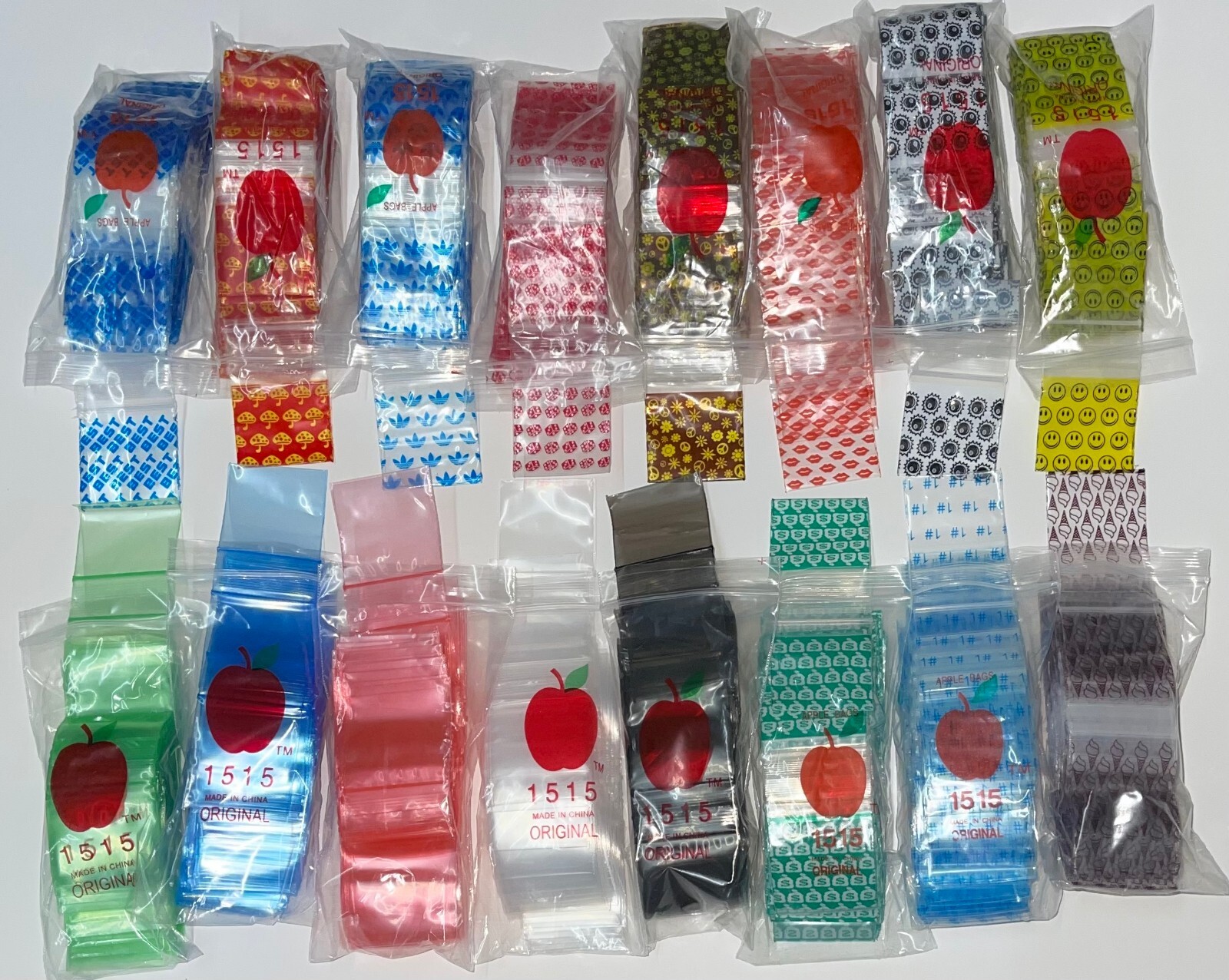 Apple Baggies #1515 (1,000) ASSORTED DESIGNS (10 Packs With 100 In Each Pack!)