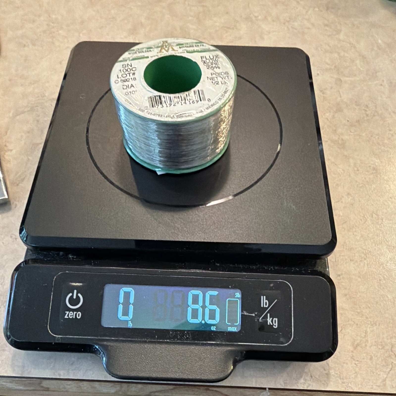 AIM SN100C No Clean Flux Core Solder Wire 0.010 in 1/2 lb Spool