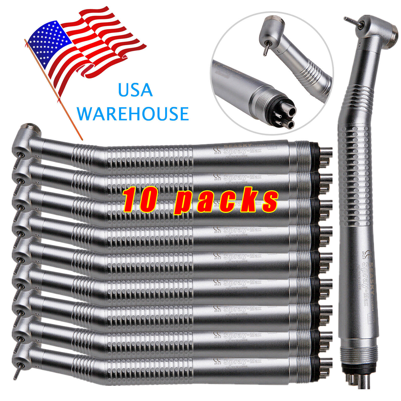 10 Pcs Seasky NSK PANA MAX Style Dental High Speed Turbine Handpiece 4Hole Y1BA4