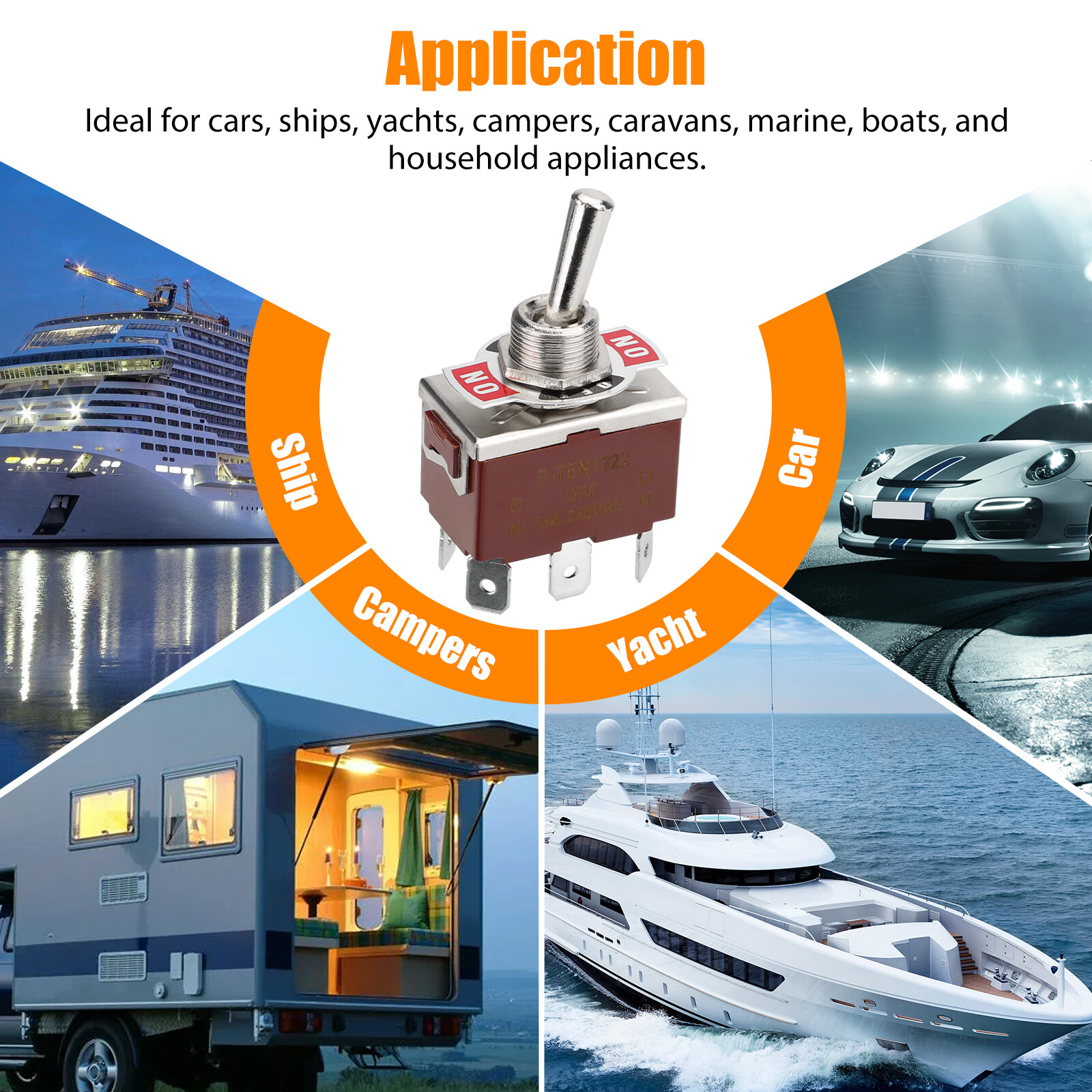 3PCS Marine Boat Automotive Car 12V 30A Toggle Switch DPDT On/Off/On 3 Position