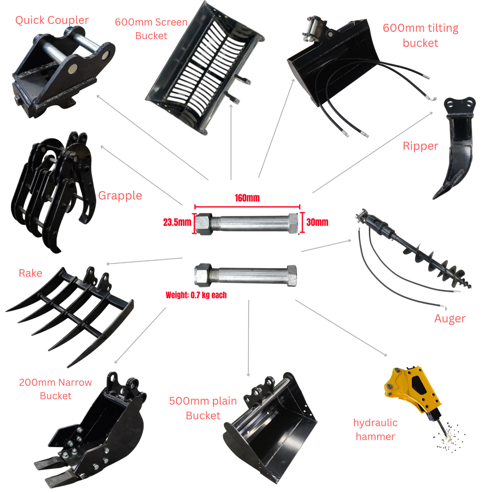 TYRANT 17 Mini Excavator Kubota D902 Engine Side Swing with 12 attachments
