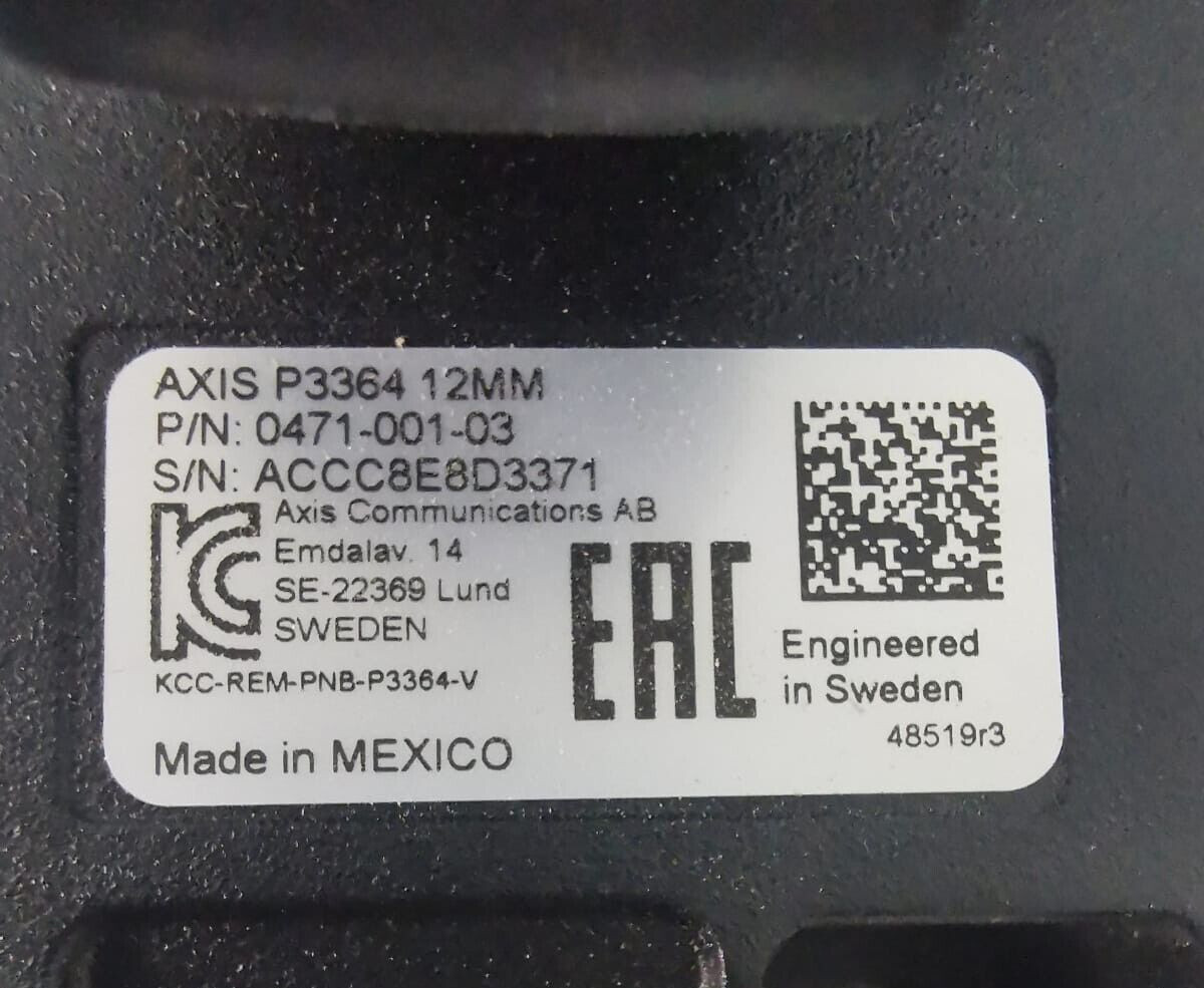 AXIS P3364 12MM Security Camera