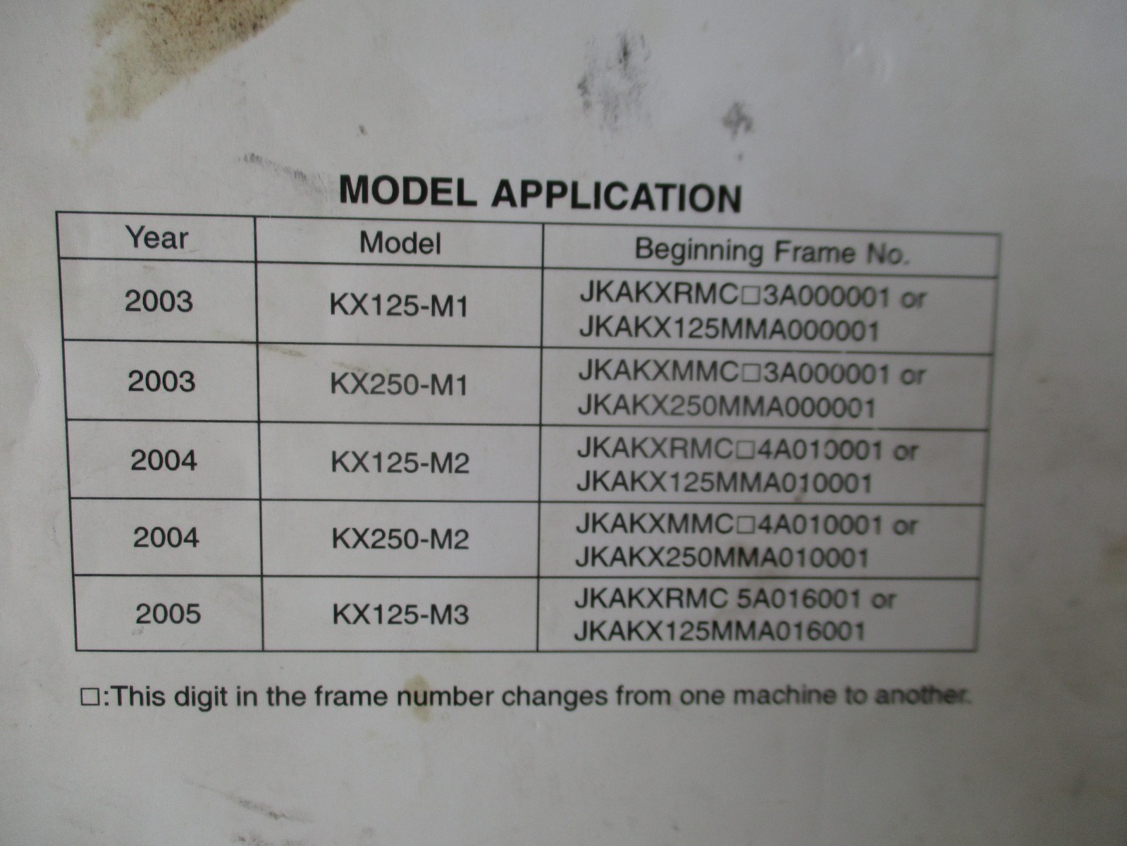 Kawasaki KX125 KX250 Motorcycle Service Manual 99924-1298-04