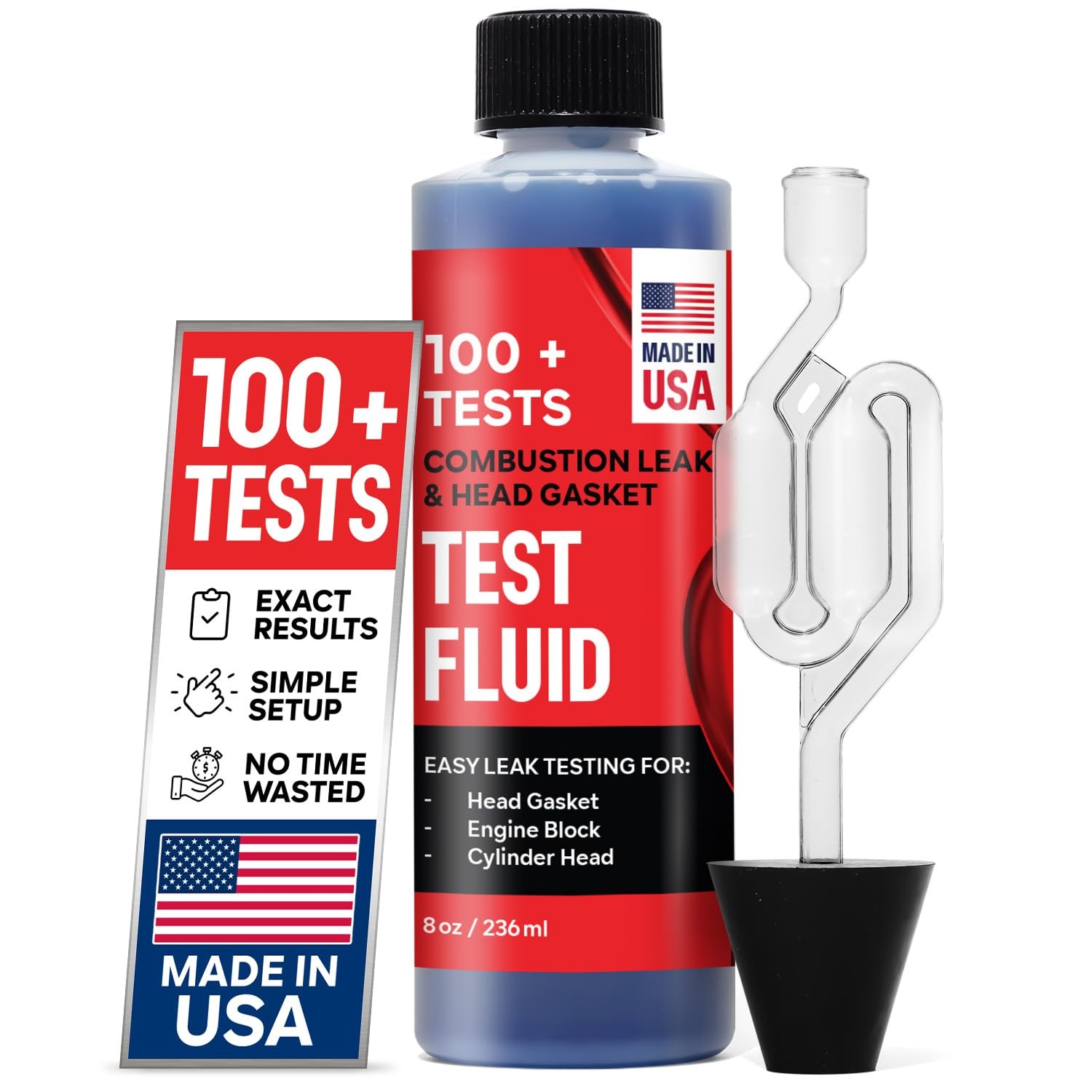 Combustion Leak + Head Gasket Test Kit – Over 100 Tests – Includes 8oz Leak-D…