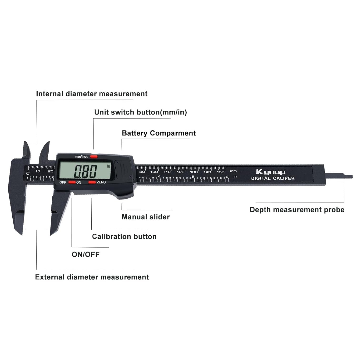 High-Accuracy Digital Caliper Tool with Auto-Off Feature, Inch & mm Converter
