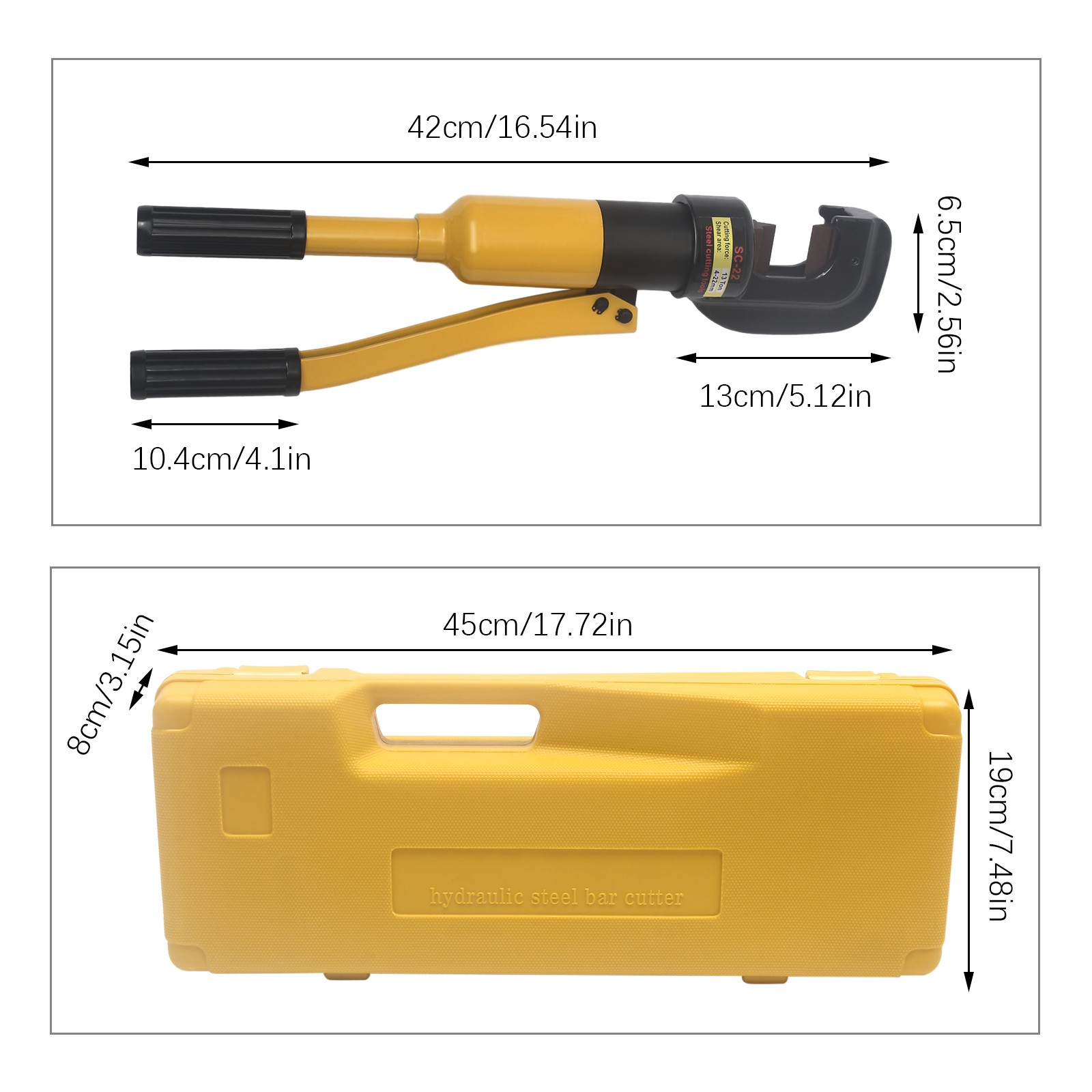 Hydraulic Rebar Cutter Portable 8t Metal Cutter 0.16-0.63in with Portable Box