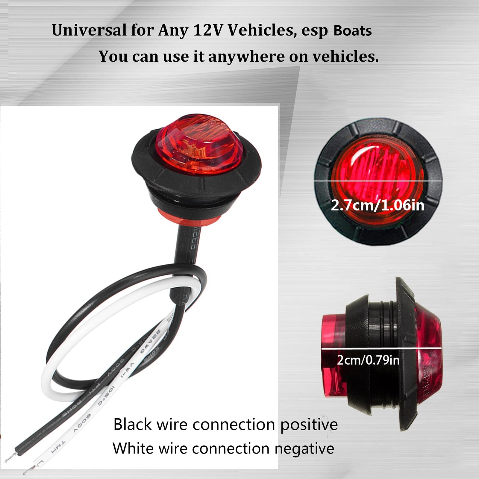 10 Pcs Red Waterproof Round Marine LED Lights – Utility Boat Interior, Naviga…