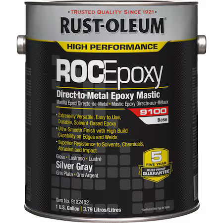Rust-Oleum 9182402 Epoxy Mastic Coating Base, Silver Gray, Semi-Gloss, 1 Gal,