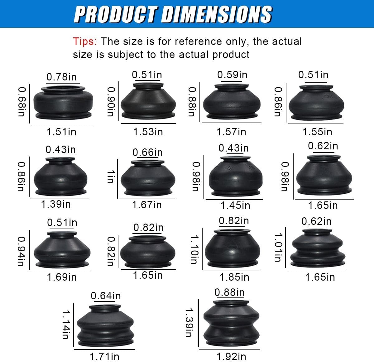 14PCS Ball Joint Car Tie Rod Boot, Rubber Tie Rod End Boots Dust Protection Cove