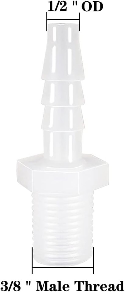 Plastic Hose Barb Fitting, 1/2″ Barb X 3/8 NPT Male Thread Adapter Connector …
