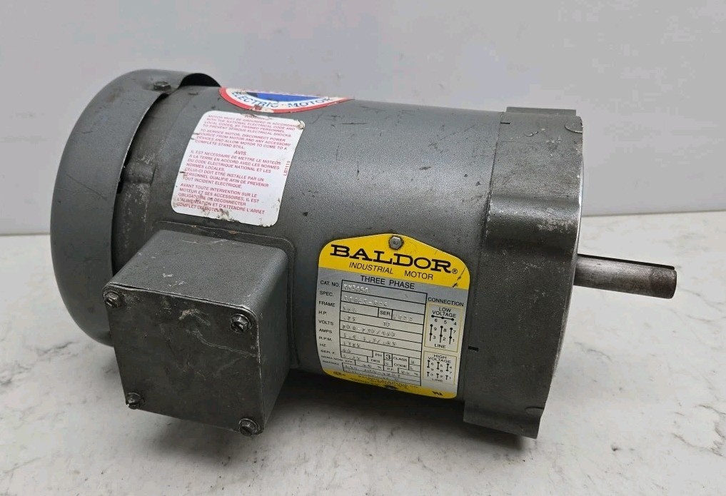 Baldor KM3454 Industrial Electric Motor 1/4 Hp 1725 Rpm 230/460 Volt 3Ph 56C Fra
