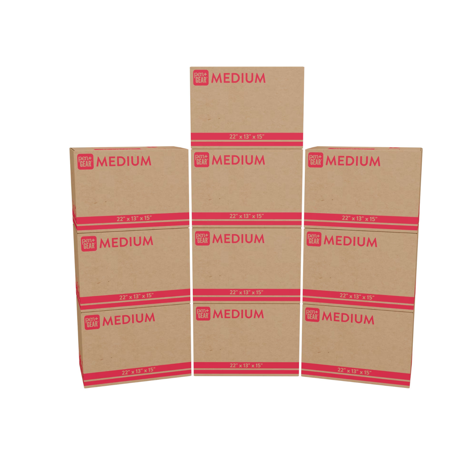 (10 pack) Pen+Gear Medium Moving Boxes, 22 in. L x 13 in. W x 15 in. H, Kraft