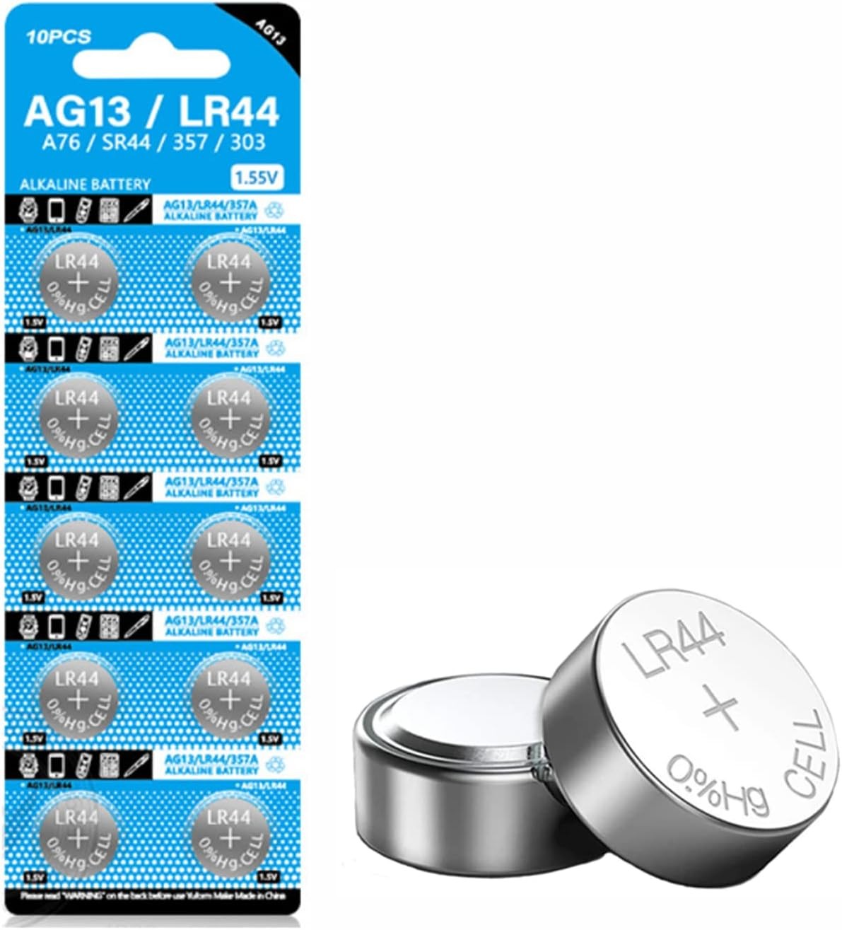 10Pcs AG13 LR44 A76 357 357A LR1154 SR1154 SR44 1.5V Button Battery Coin Cell