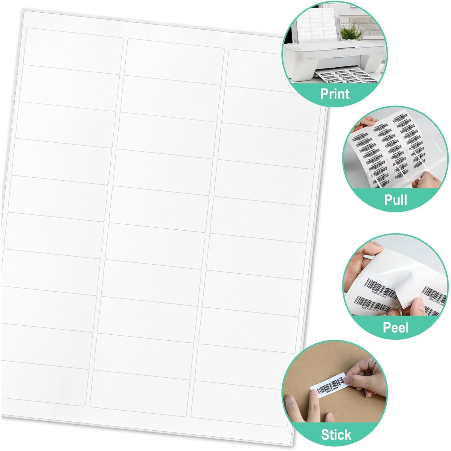 Printable Address Labels, 1″ x 2-5/8″, 30 per Sheet,Mailing Labels for Envelopes