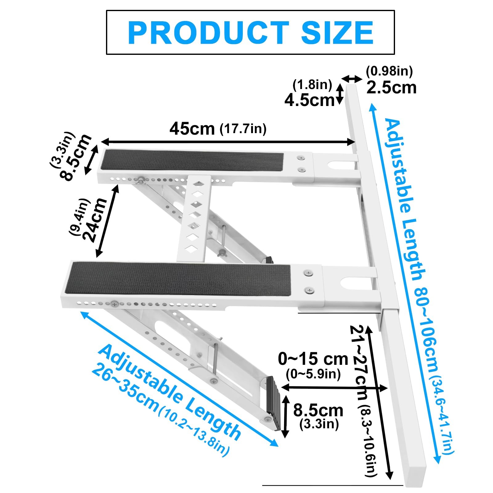 Universal Window Air Conditioner Support Bracket, No 31.5″ to 41.7″, White
