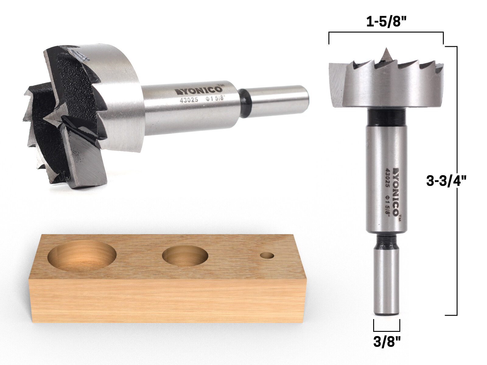 1-5/8″ Diameter Steel Forstner Drill Bit – 3/8″ Shank – Yonico 43025S