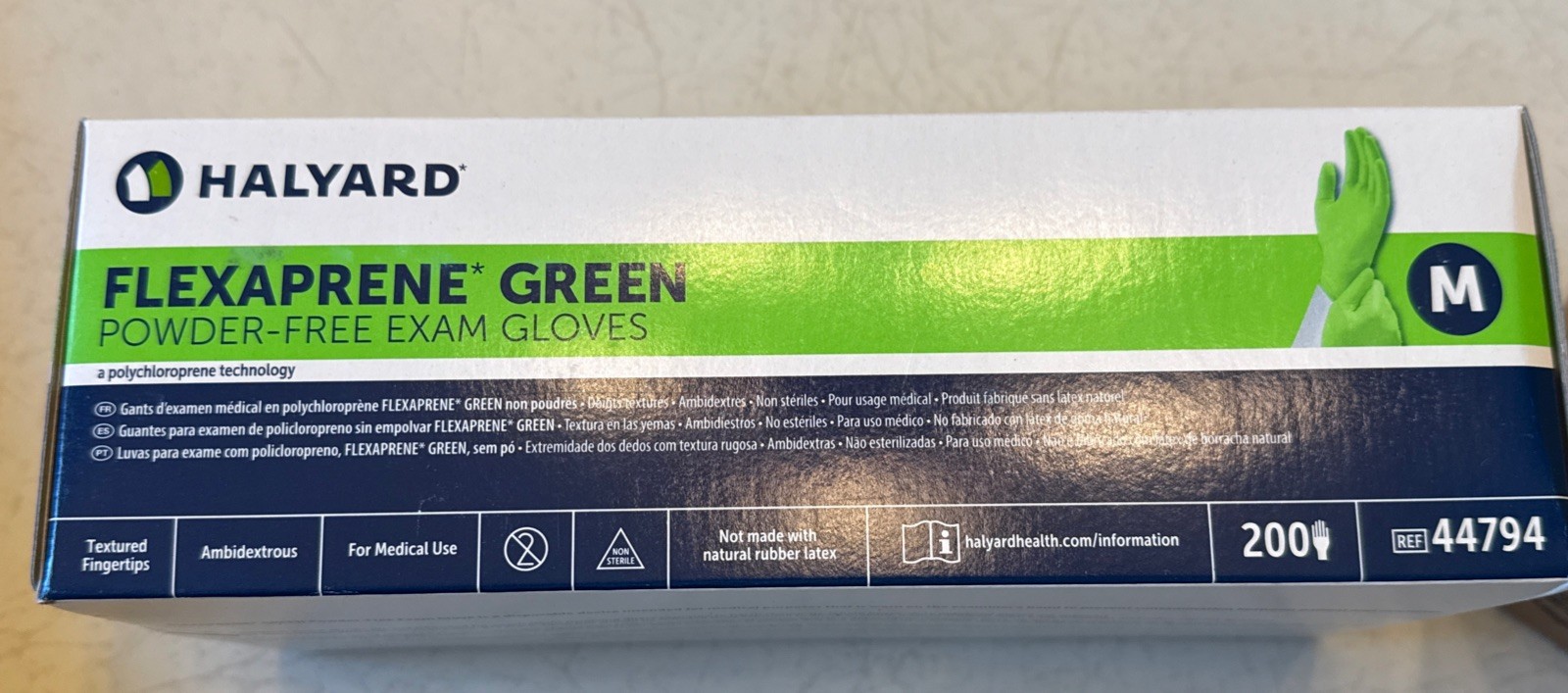 Exam Gloves Halyard FLEXAPRENE 1 Box of 200 Medium Exp 04/2026