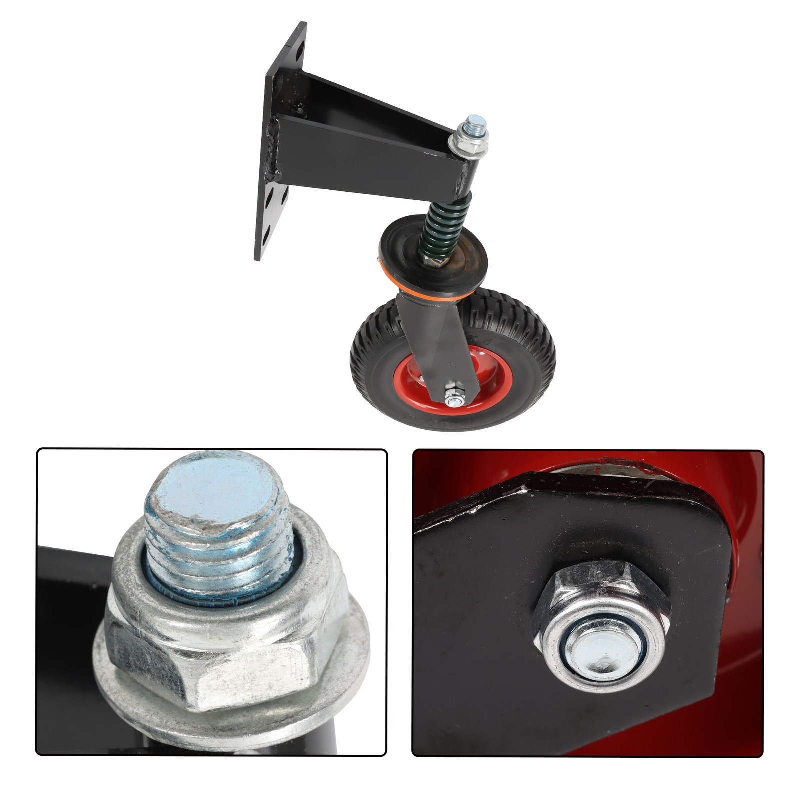 1Pack 8″ Heavy Duty Gate Casters Rubber Wheel Dual installation option 600LB,Red