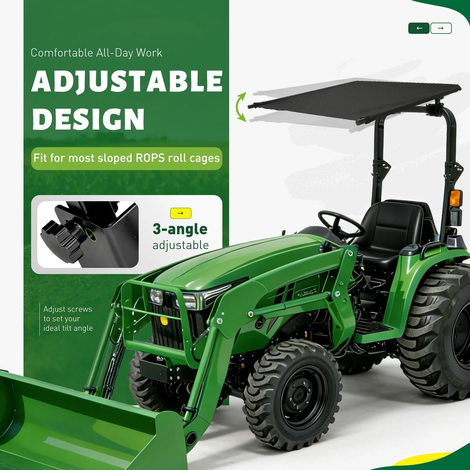 For John Deere Kubota 2″x2″ or 2″x3″ ROPS Tractor Canopy Top Mowers UV Protect