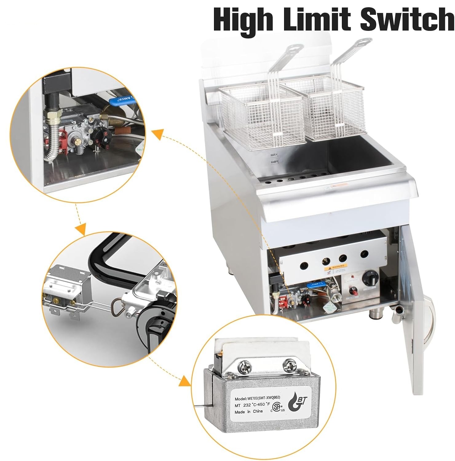 1177 High Limit Fryer Switch LCCM080360000 Thermostat High Limit Safety Cut Out