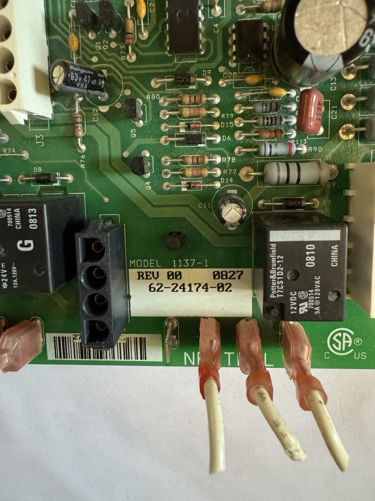 62-24174-02 Rheem Furnace Control Board Model 1137-1 Used