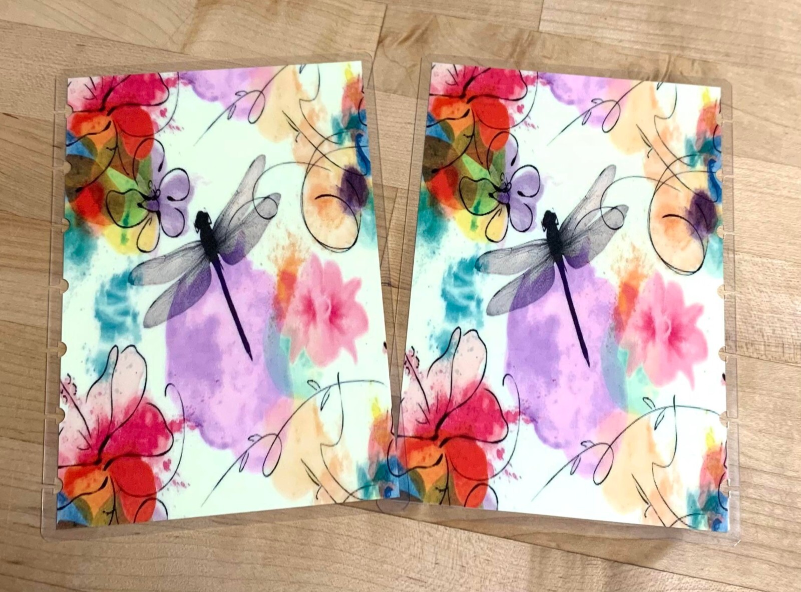 Watercolor Dragonfly Front/Back Cover Set 4 use with MINI HAPPY Planner-
