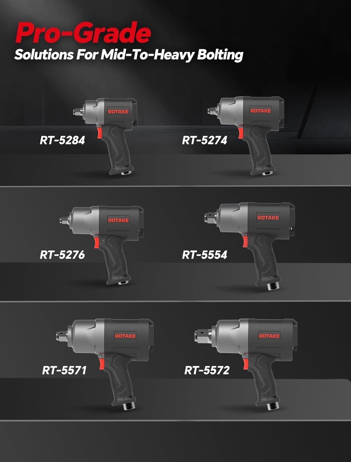Air Impact Wrench 1556 Ft-Lbs Heavy Duty Pneumatic Gun for Trucks RT-5572 H Duty