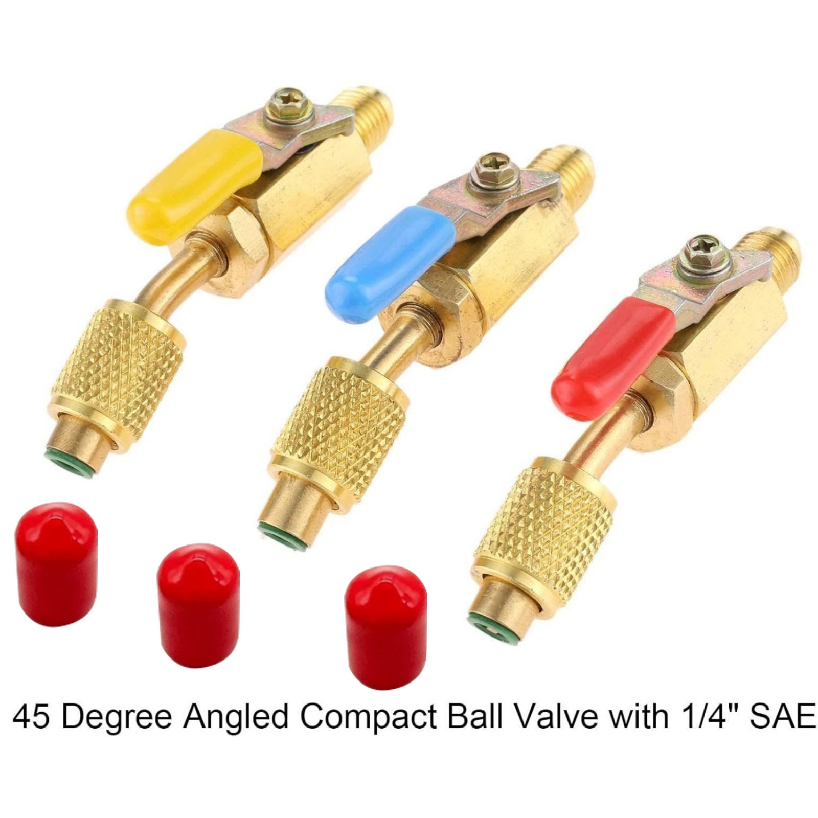 3PCS/Set Brass Air Conditioning HVAC 1/4″ Shut Valve For AC Charging Hoses