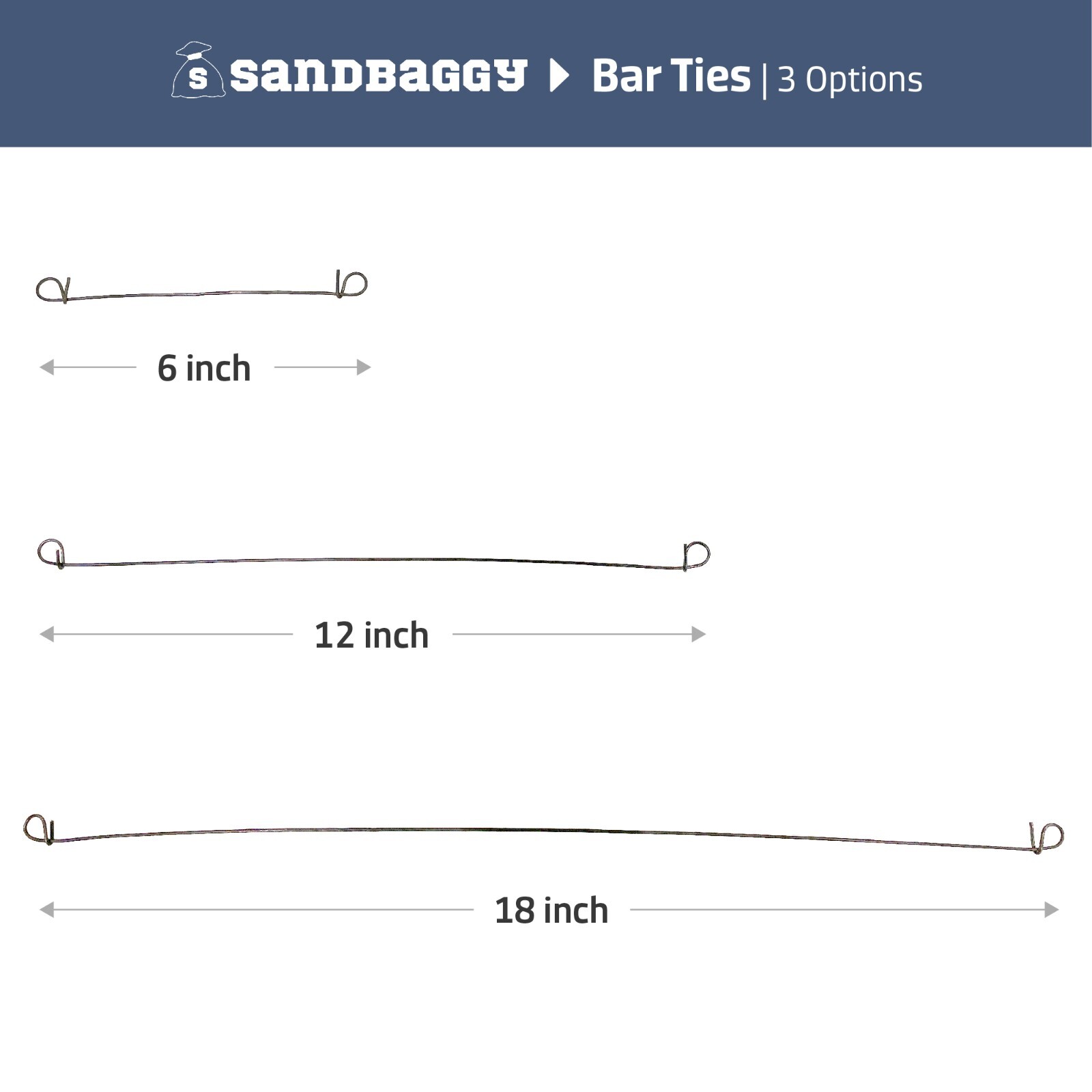 Sandbaggy Double Loop Rebar Wire Bar Ties – 12″ or 18 Inch Length – 16 Gauge