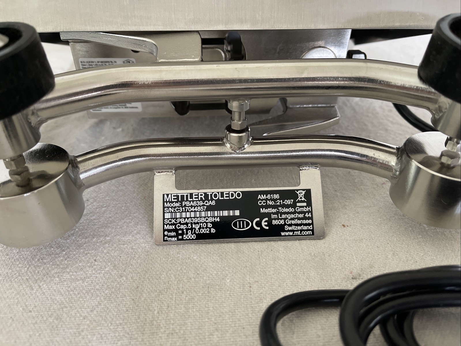 METTLER TOLEDO PBA639-QA6 Weighing Platform Max Cap 5kg/10lbs emin 1g/0.002lbs