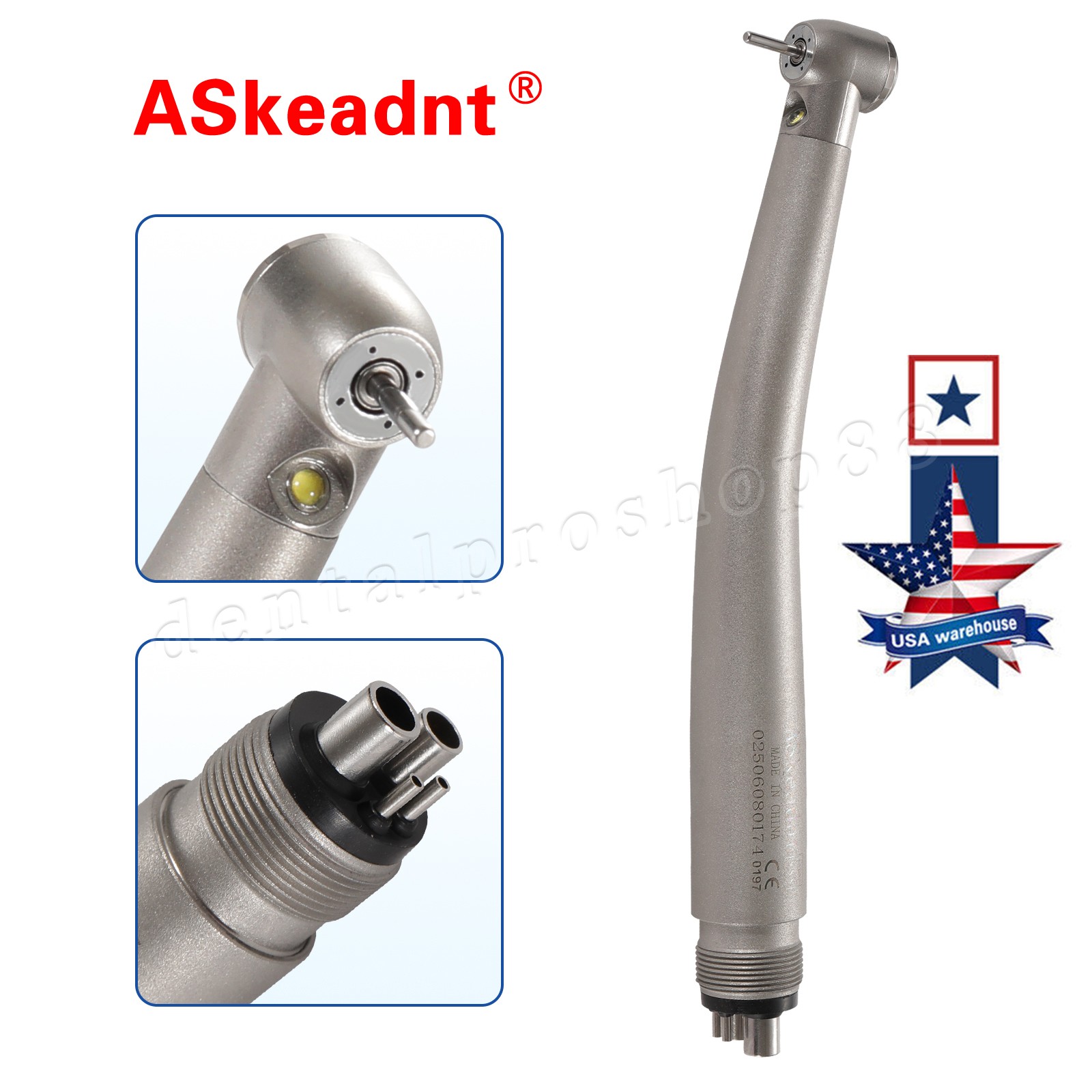 Standard Dental Fiber Optic LED E-generator high speed handpiece Turbine 4 Holes
