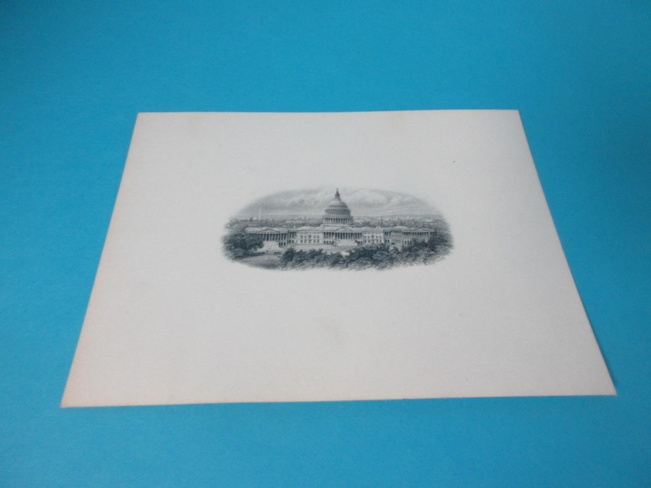 ANTIQUE BANKNOTE PROOF ENGRAVING ART PLATES UNITED STATES CAPITAL BUILDING RARE