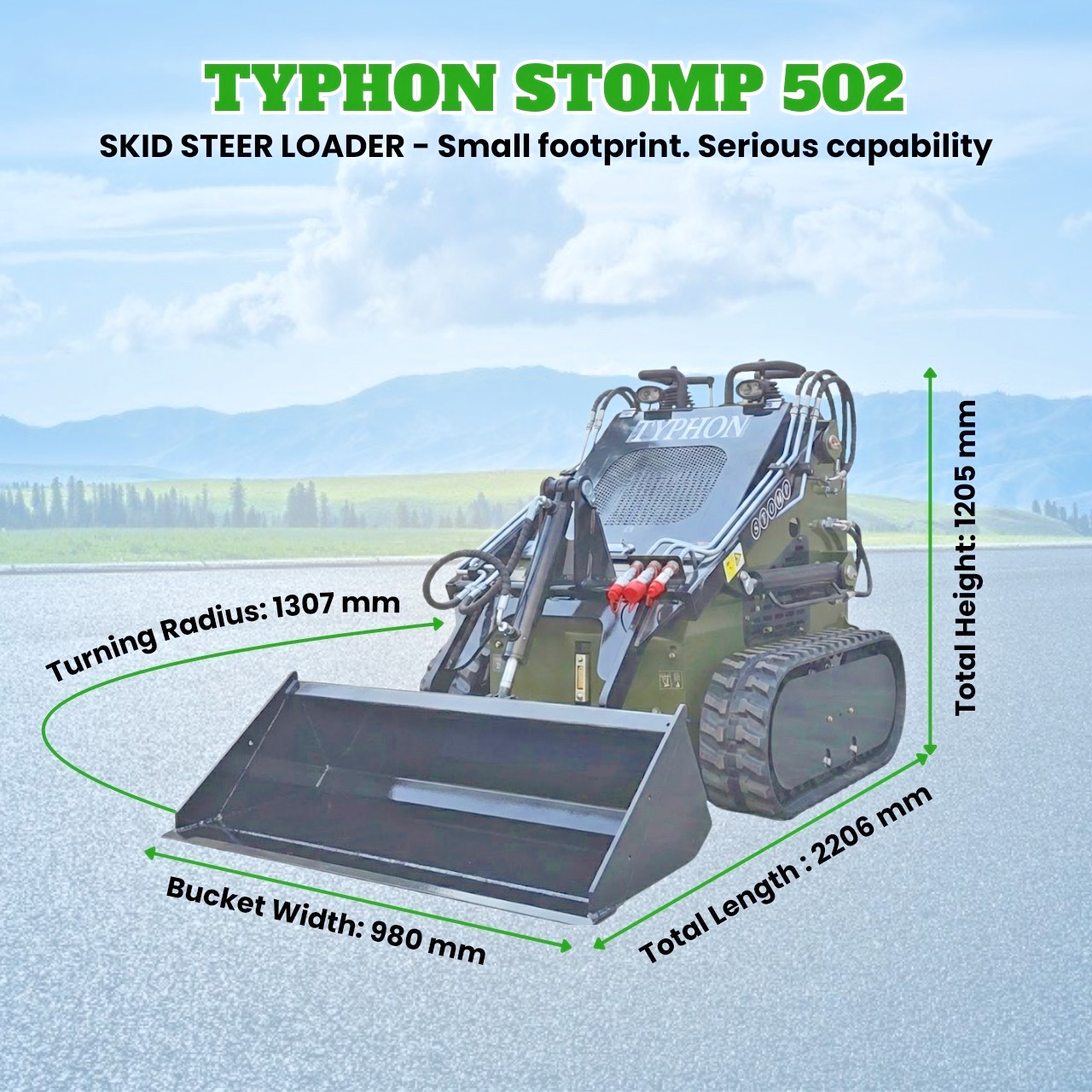 FreeShip TYPHON STOMP 502 1958lbs Mini Skid Steer Loader 22.1HP Honda Gas Engine