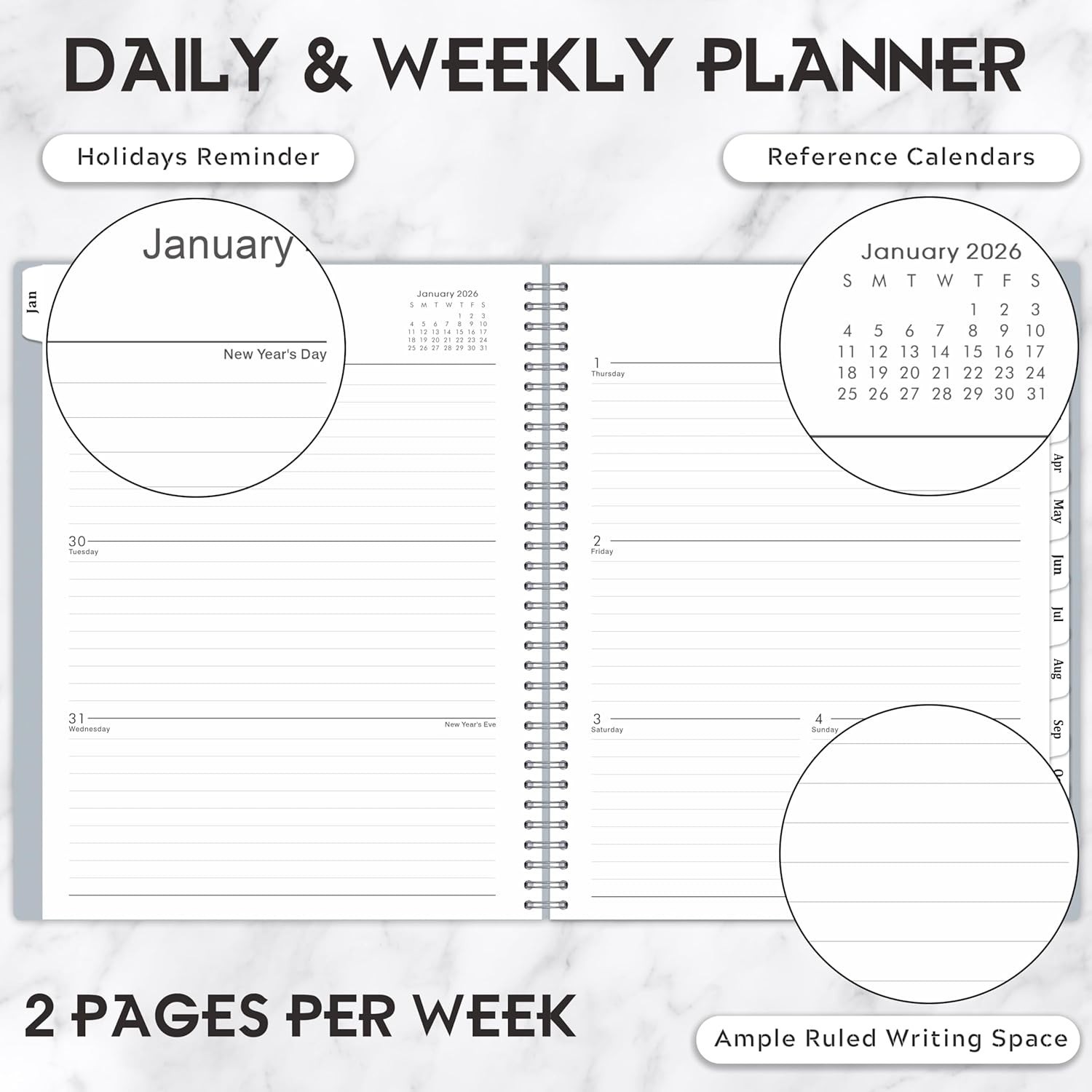 2026 Day-to-Day Planner – Large 9″ x 11″ with Weekly Pages & Easy Navigation