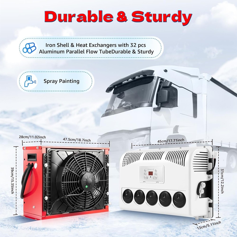 12V 11000 BTU Truck Air Conditioner Split AC Fits Semi Trucks Bus RV Caravan