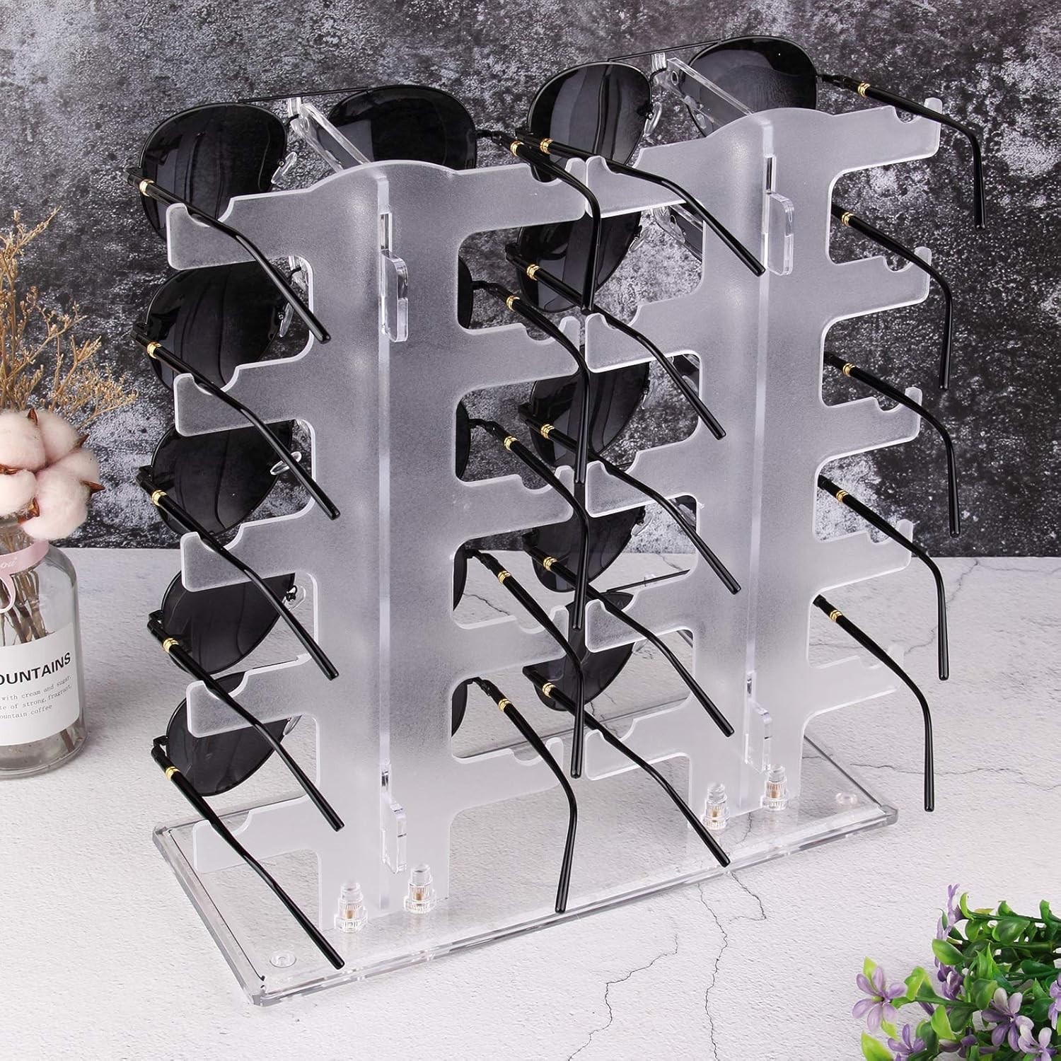 Space-Saving 2-Row Eyewear Holder – Lightweight Display for 10 Pairs of Glasses