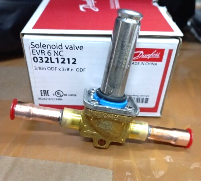 2PCS LOT- Danfoss 032L1212 Solenoid Valve EVR 6 NC 3/8in, ODFx3/8in- Brand New