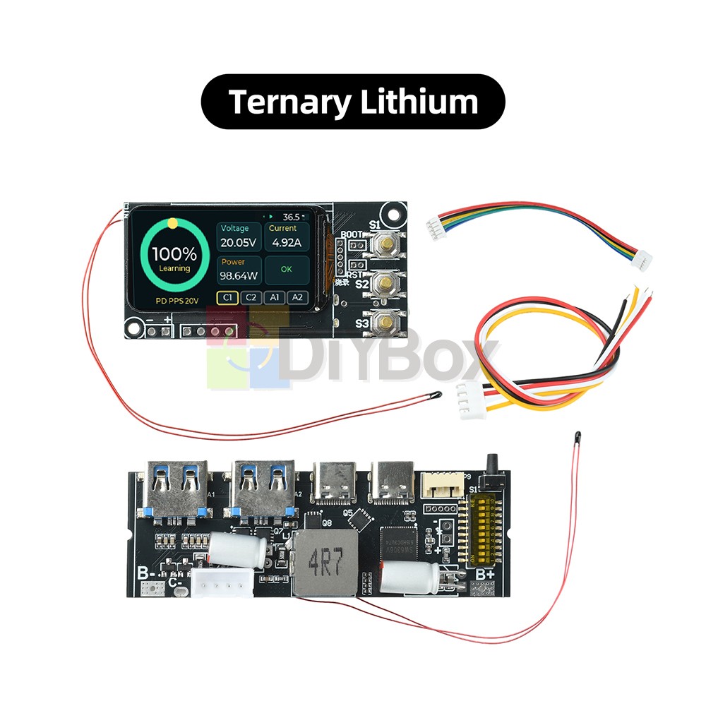 100W Bidirectional Fast Charge Power Bank Module TFT Color Display Motherboard