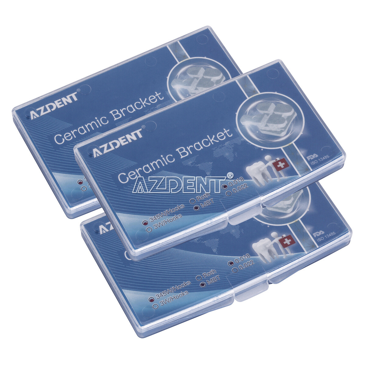 AZDENT Dental Orthodontic Clear Ceramic Brackets Braces Roth /MBT 022 Hook 345