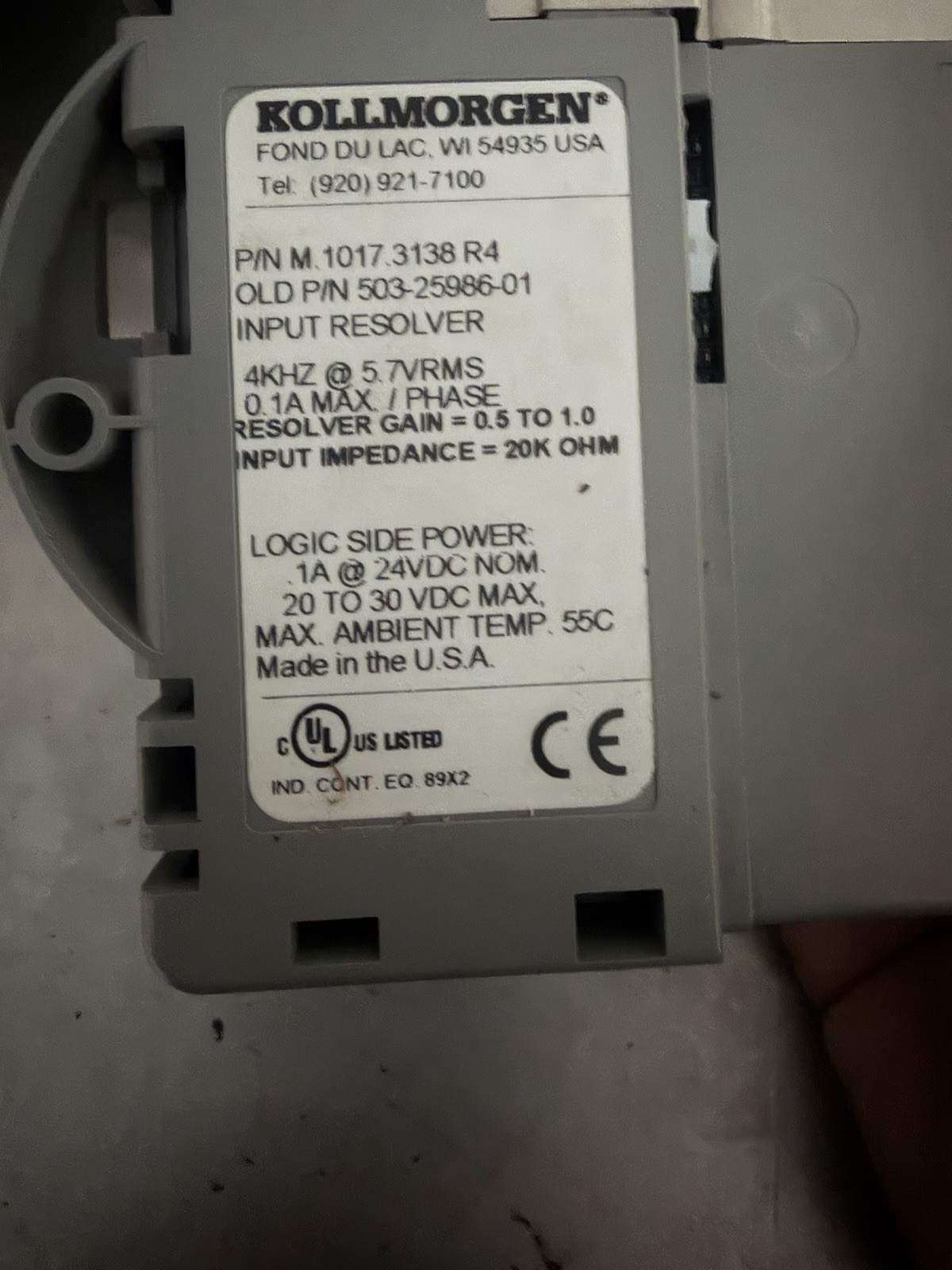 Kollmorgen Input Resolver PLC Input Module Analog 1017.3138 R4