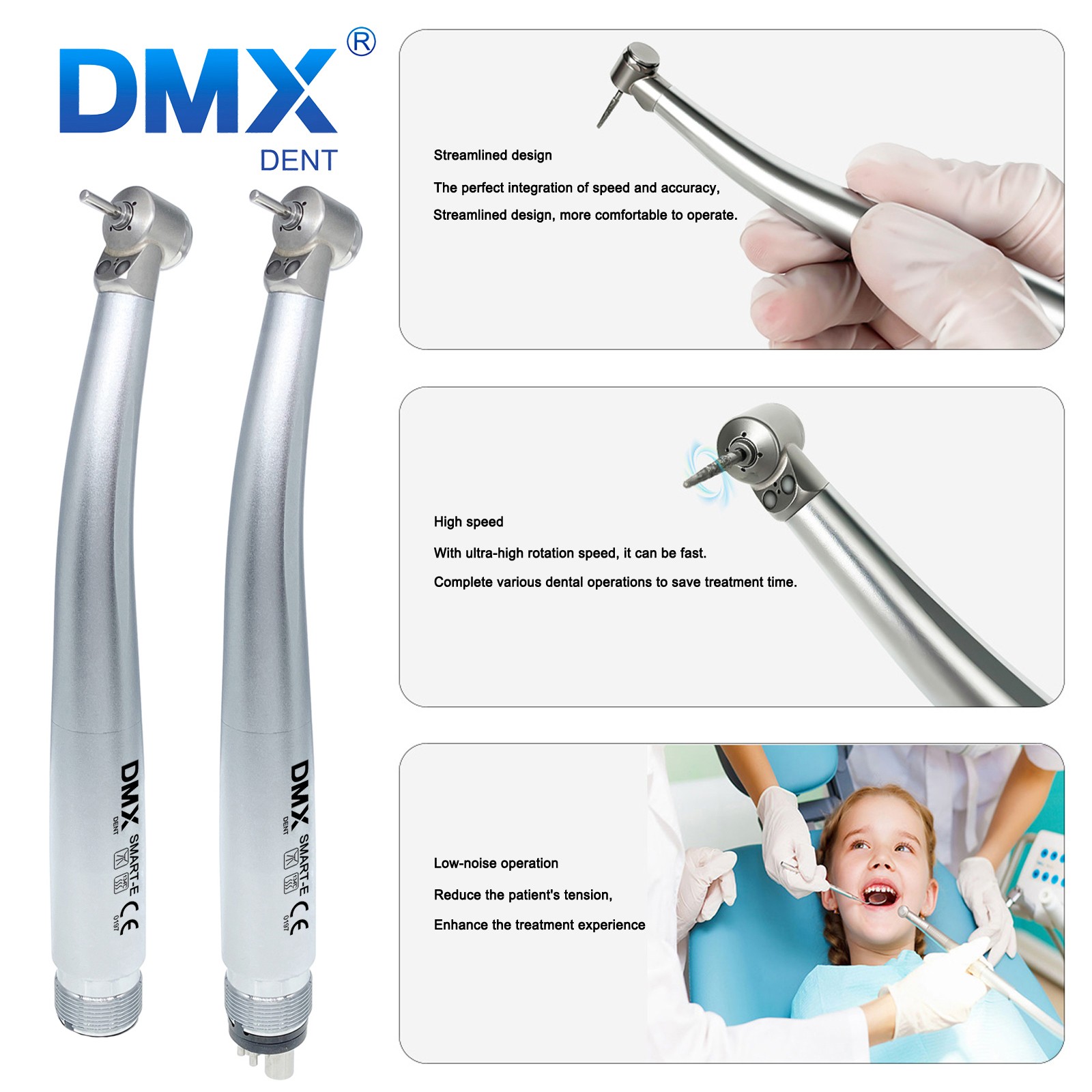 NSK Style Dental High Speed Handpiece Pedo Pediatric Mini Small Head 2/4 DMXDENT