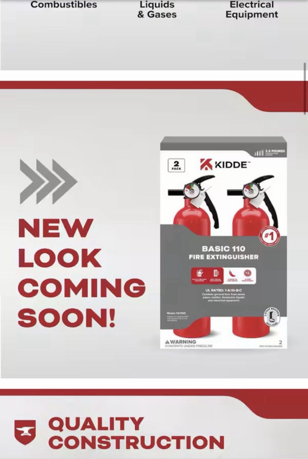 2-Pack Kidde Home Fire Extinguisher 1-A:10-B:C Class ABC 2.5 lb. 21030932 New✅