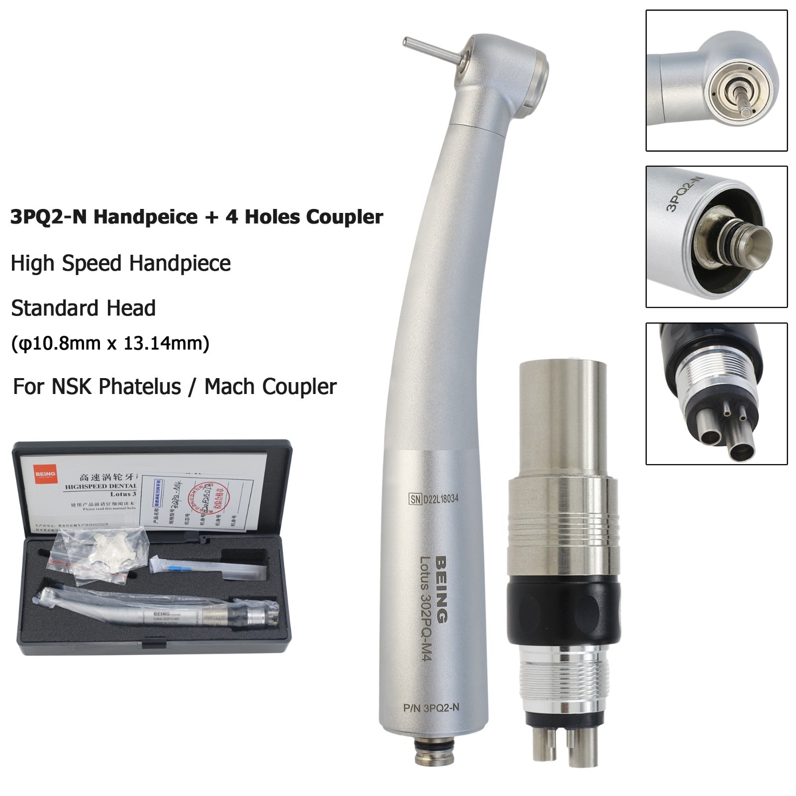 BEING Dental High Speed Turbine Handpiece For KAVO MULTIflex NSK Coupler 4 Hole