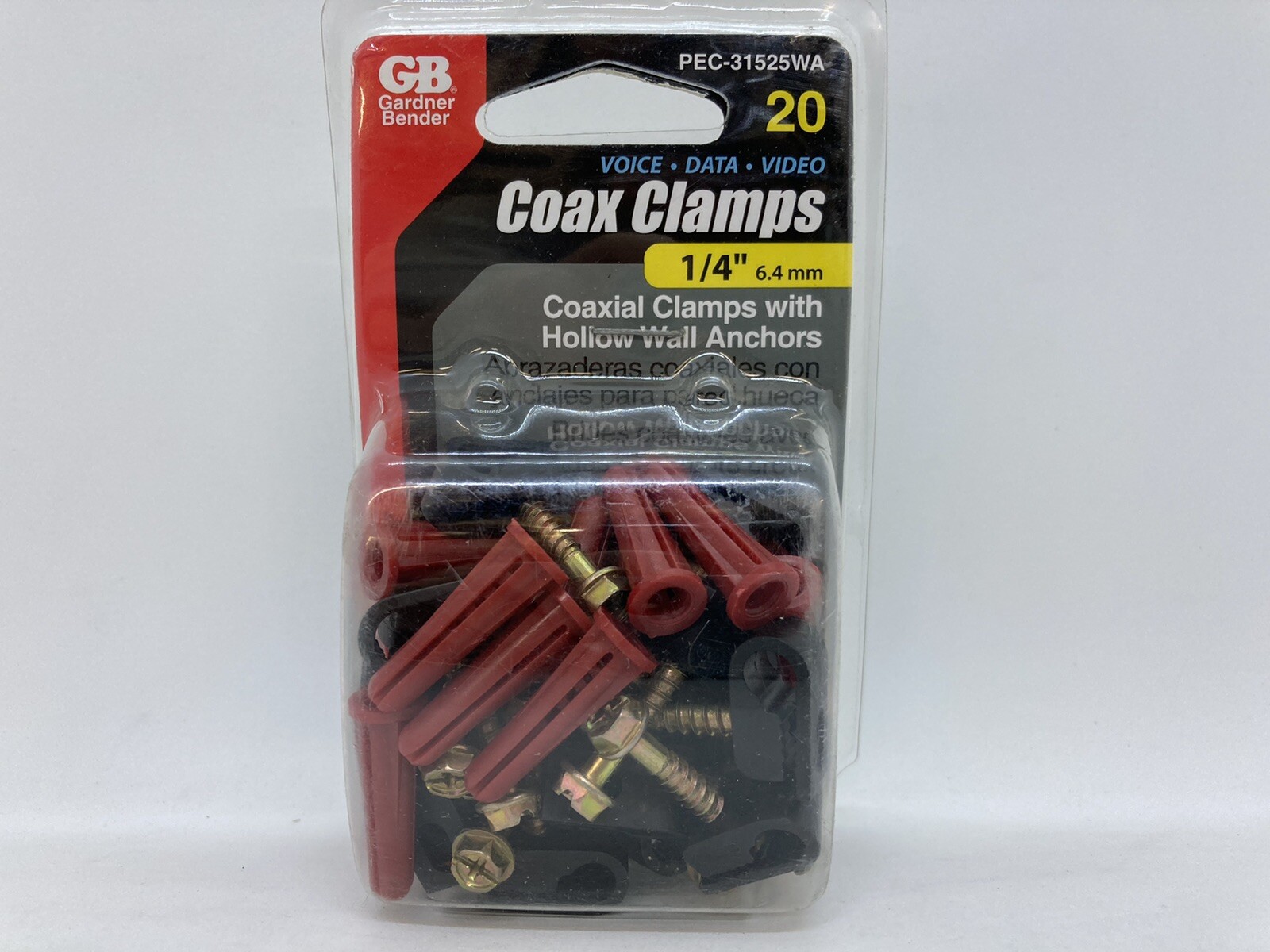 Gardner Bender Coax Clamps 1/4″ 6.4mm Clamps w/ Hollow Wall Anchors