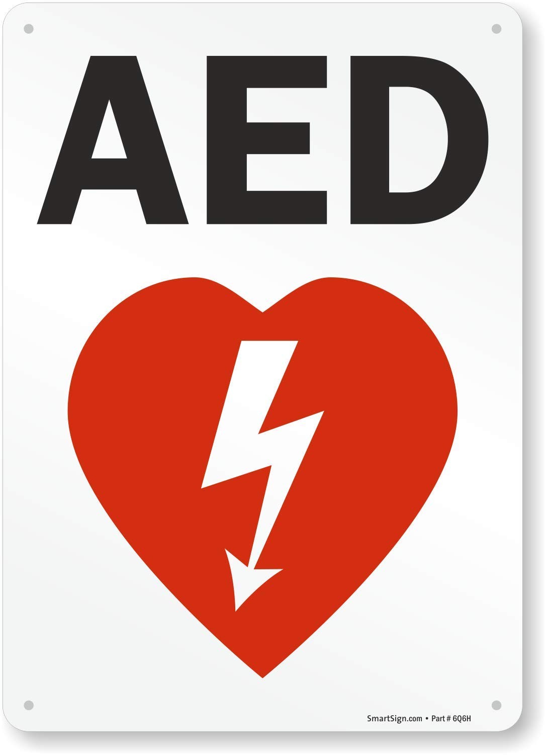 AED Defibrillator Sign 7″ x 10″ Plastic Emergency Wall Location Sign 7×10