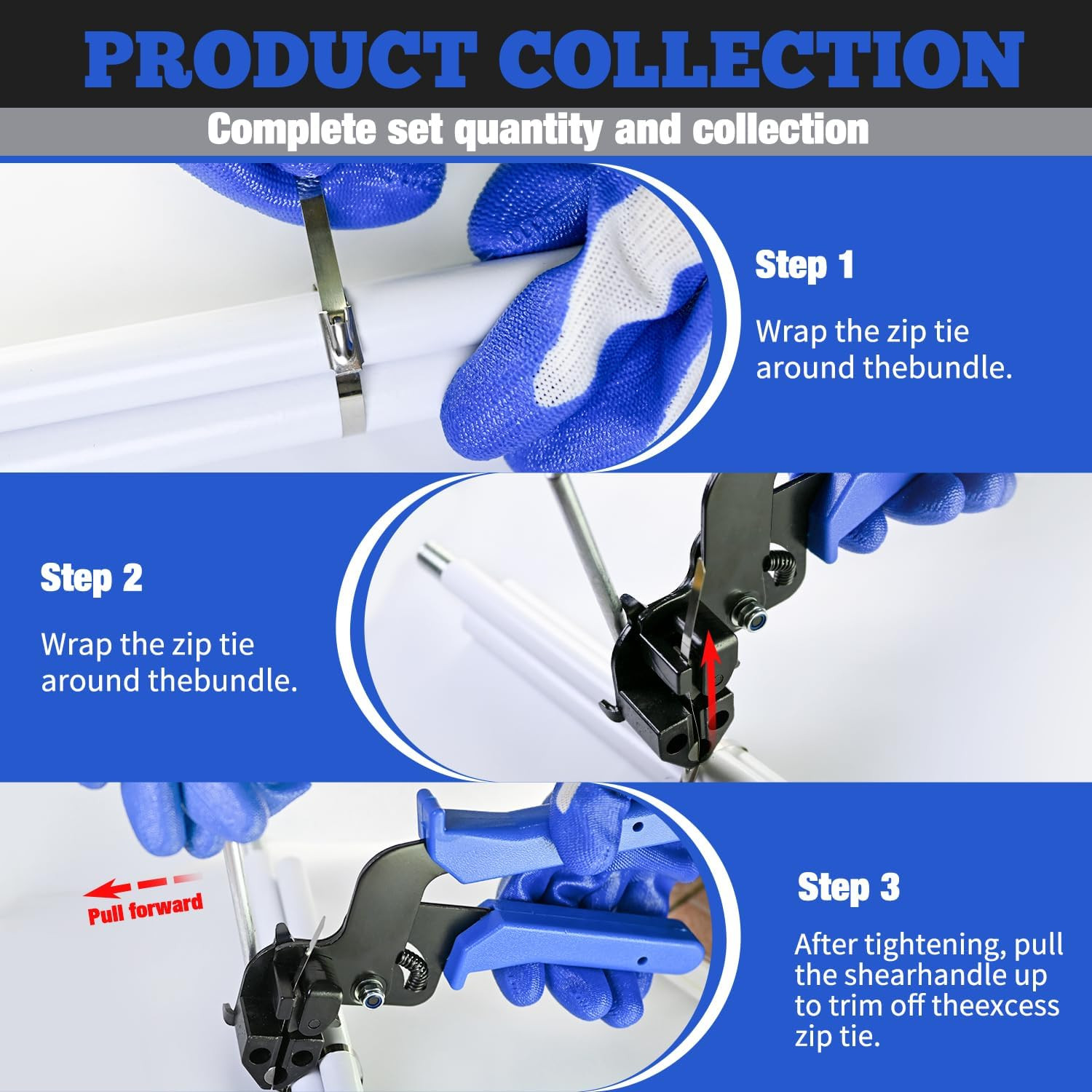 Metal Zip Ties with Stainless Steel Cable Tie Gun, Special Tool for Fastening