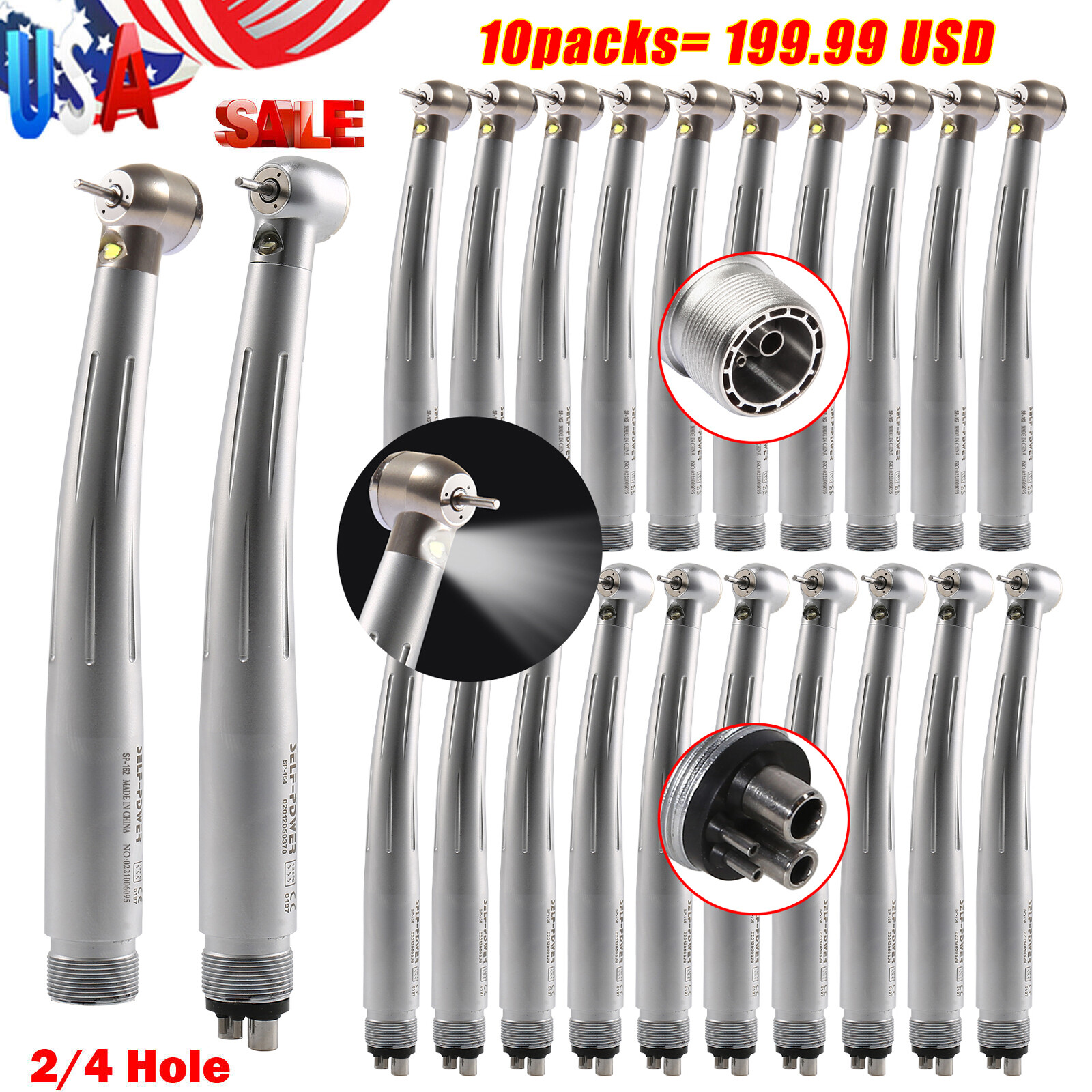 Estilo NSK Dental Pieza mano LED de alta velocidad Pana MAX EK LED 2 & 4Hole PDM